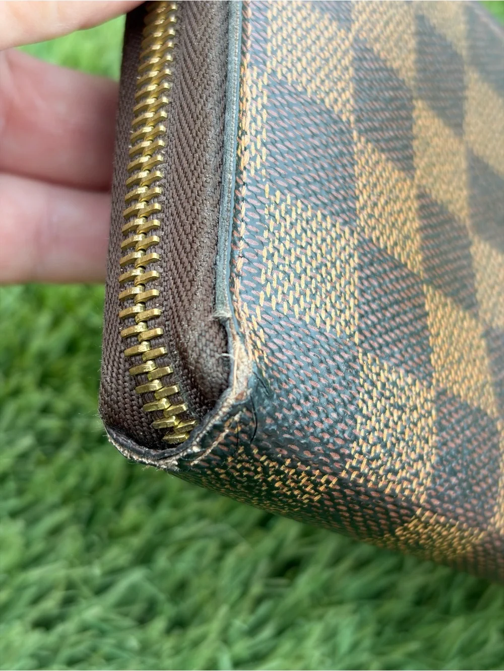 Auth Louis Vuitton Zip Long Wallet Contemporary Damier Check 2017 DateCode